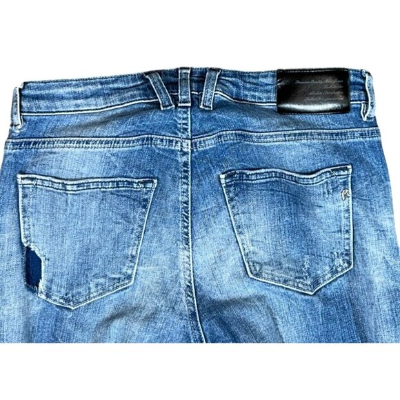 Replay Katewin Distressed Slim Fit Jeans in Medium Wash Size 24 - Picture 5 of 7